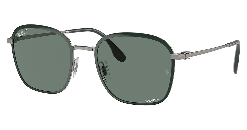 Ray-Ban RB3720 round sunglasses in Green on Gunmetal/Polarized Grey