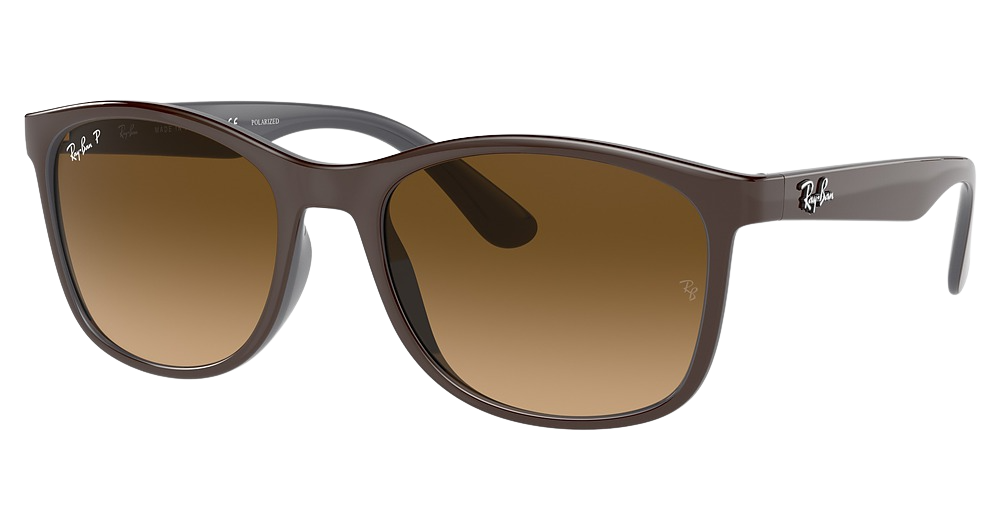 Ray-Ban RB4374 round sunglasses in Brown on Grey/Brown Gradient Polarized