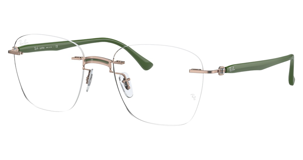 Ray-Ban RX8769 round eyeglasses in Military Green on Light