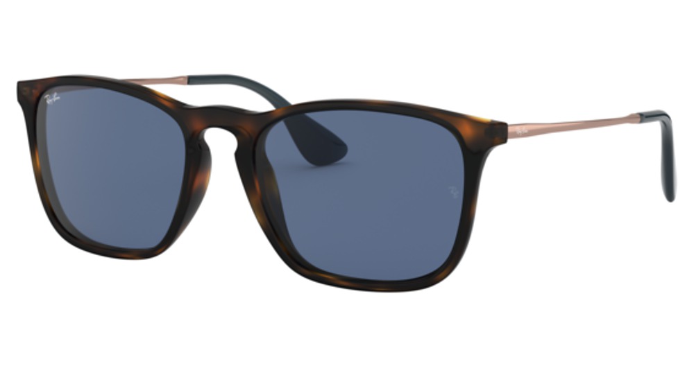 Ray-Ban RB4187F CHRIS round sunglasses in Havana/Dark Blue