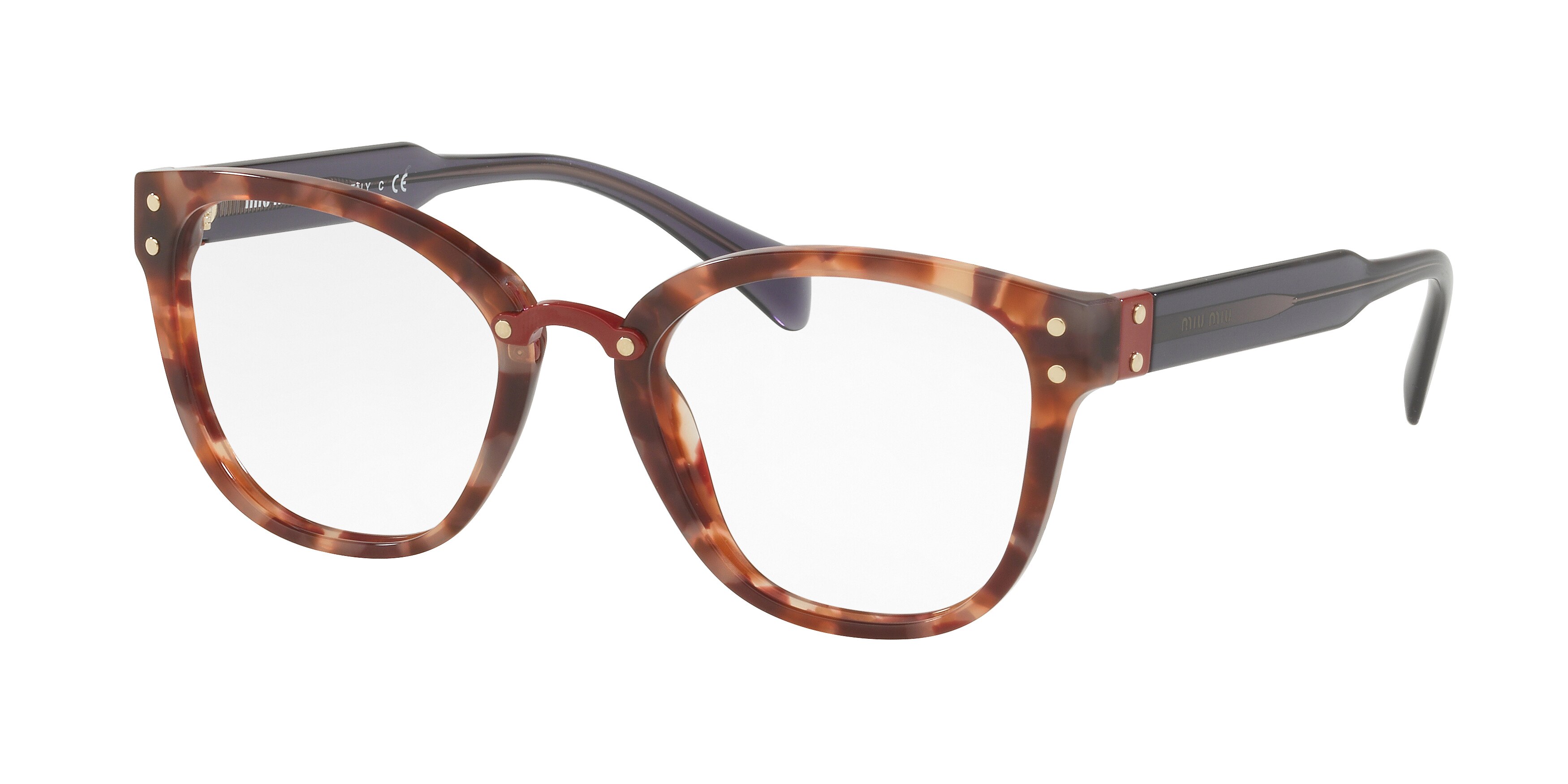 Miu Miu MU 04QV square eyeglasses in Havana Hydrangea