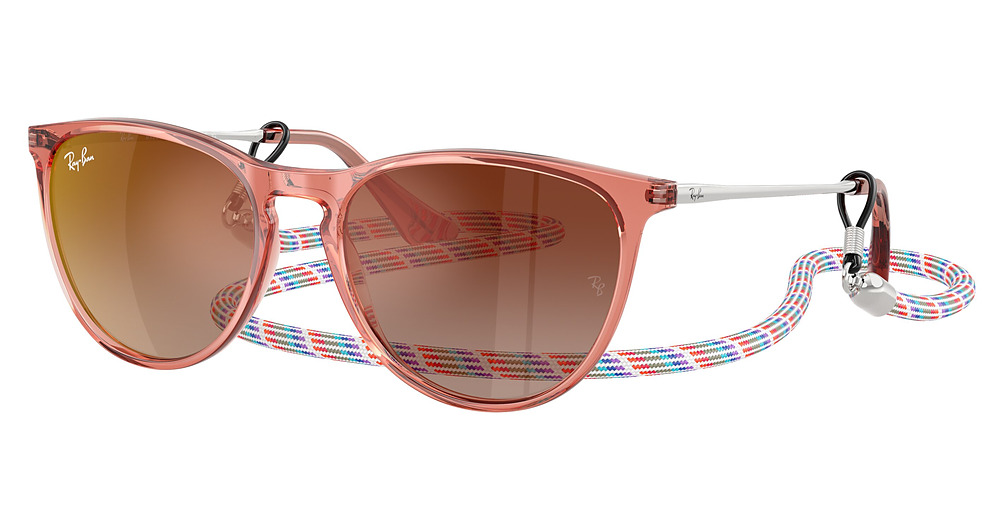 Ray-Ban RJ9060SF JUNIOR ERIKA round sunglasses in Transparent Red/Brown Gradient Mirror Red