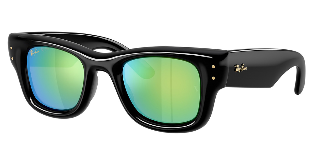 Ray-Ban RB4940 WAYFARER PUFFER square sunglasses in Black/Green Mirror Green 632