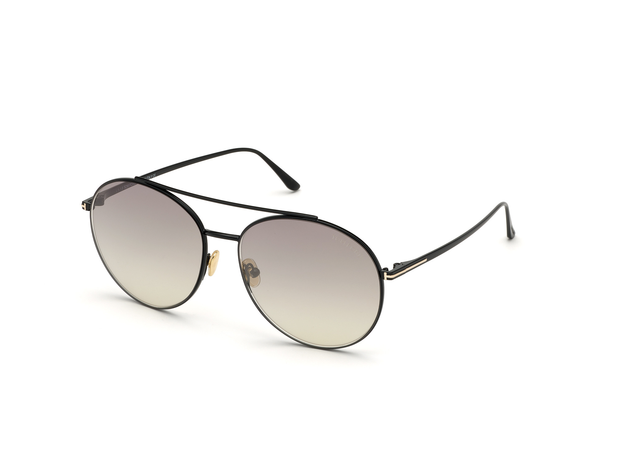 Tom Ford FT0757 Cleo round sunglasses in Shiny Black