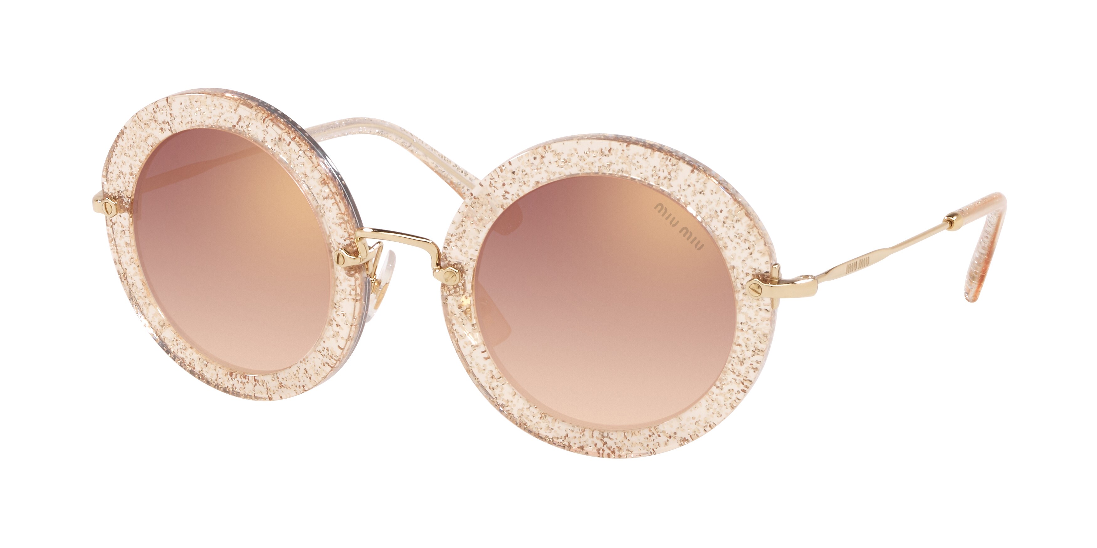 Miu Miu MU 13NS round sunglasses in Glitter Gold