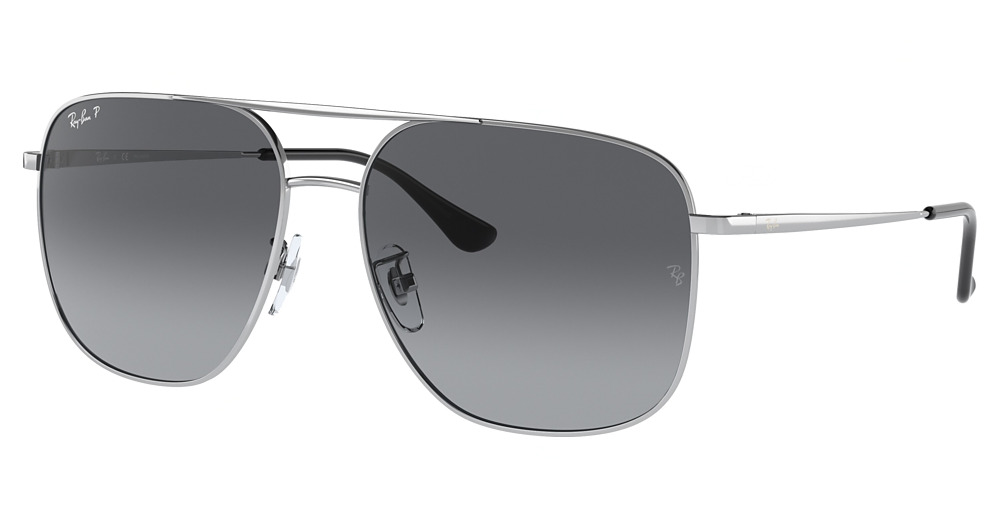 Ray-Ban RB3679D aviator sunglasses in Silver/Grey Gradient Polarized