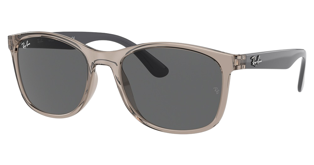 Ray-Ban RB4374F round sunglasses in Transparent Grey/Dark Grey