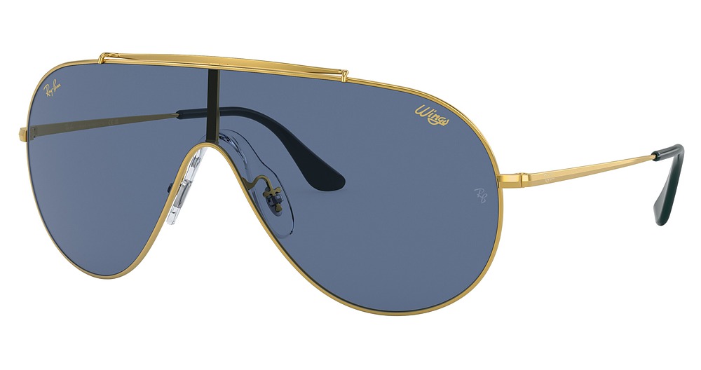 Ray-Ban RB3597 WINGS aviator sunglasses in Legend Gold/Dark Blue