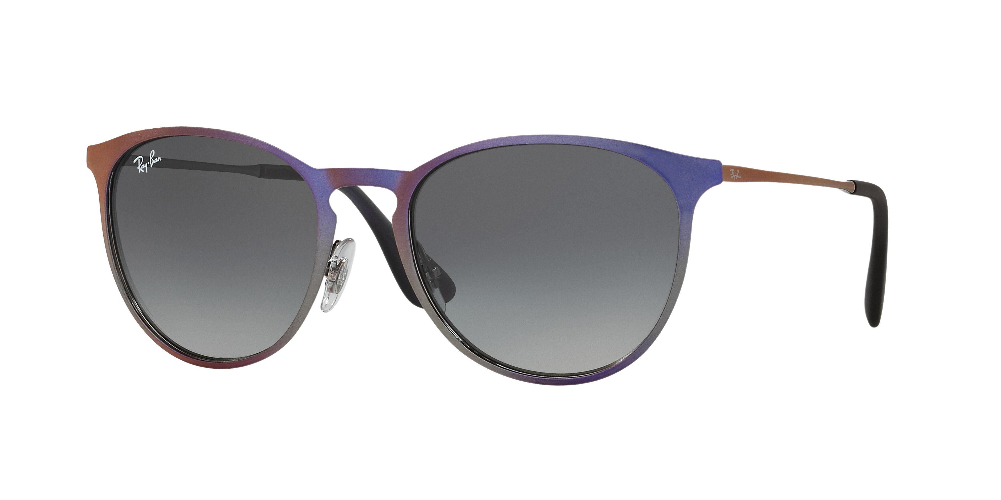 Ray-Ban RB3539 round sunglasses in Shot Violet Metallic