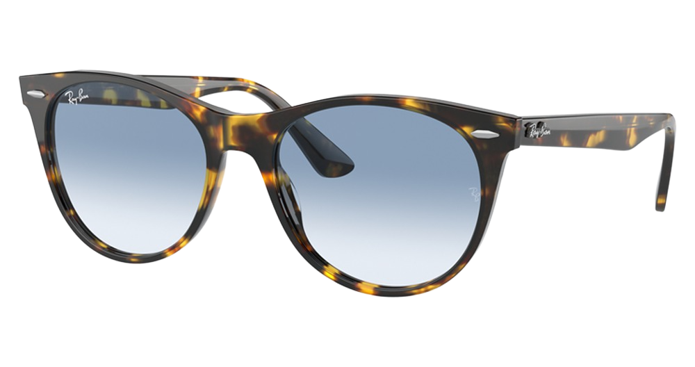 Ray-Ban RB2185 WAYFARER II round sunglasses in Yellow Havana/Clear Gradient Blue
