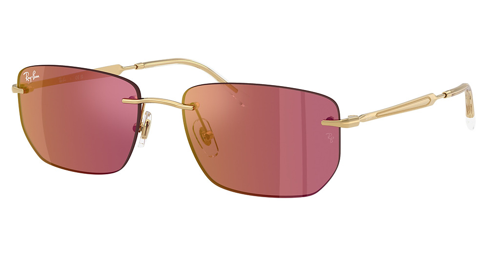 Ray-Ban RB3768 rectangle sunglasses in Arista/Dark Violet Mirror Red