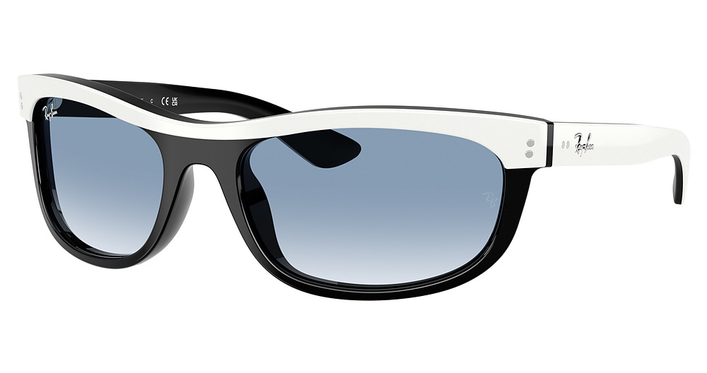 Ray-Ban RB2489 BALORAMA round sunglasses in White on Black/Clear Gradient Blue