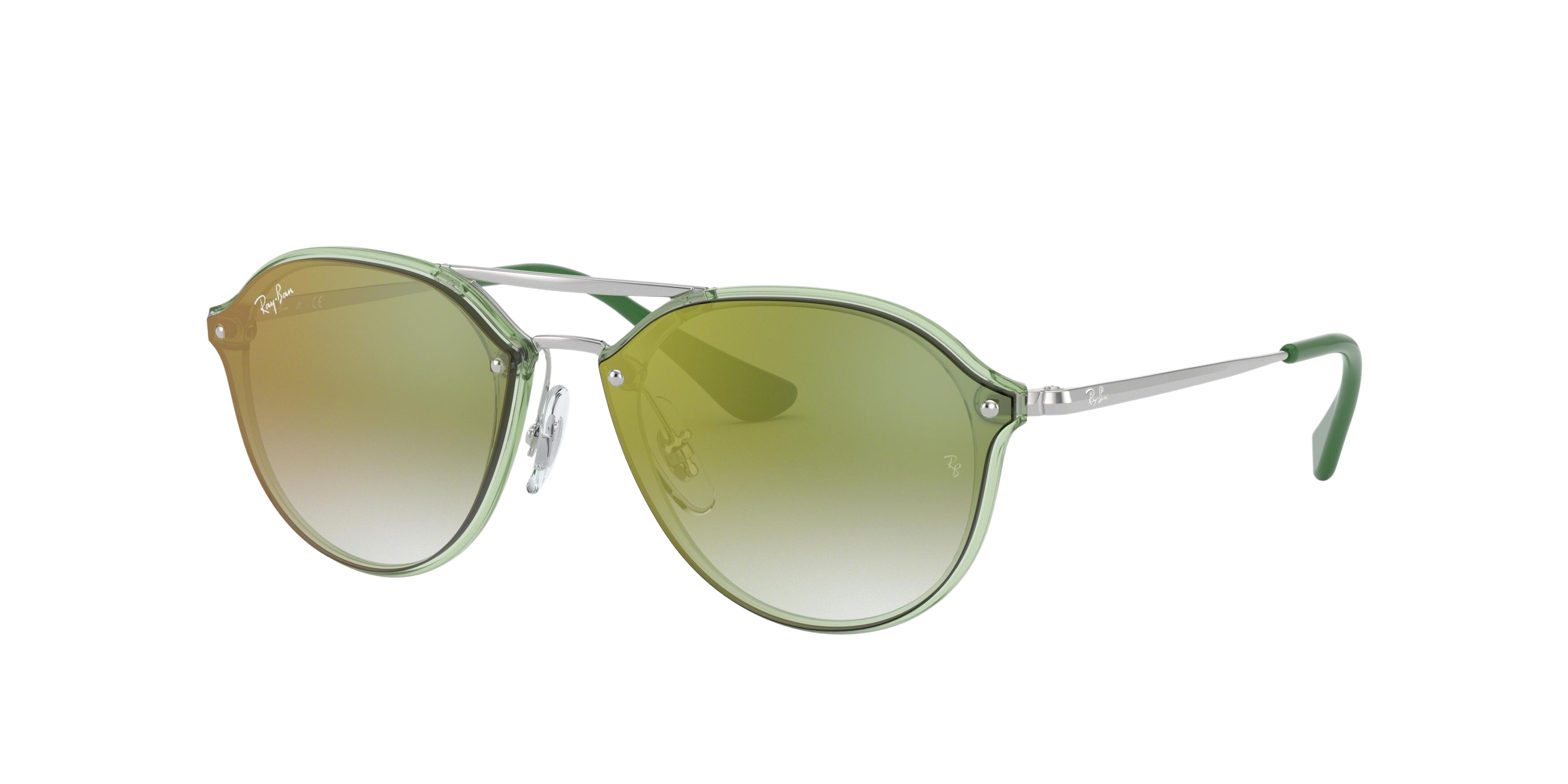 Ray-Ban RJ9067SN round sunglasses in Transparent Green