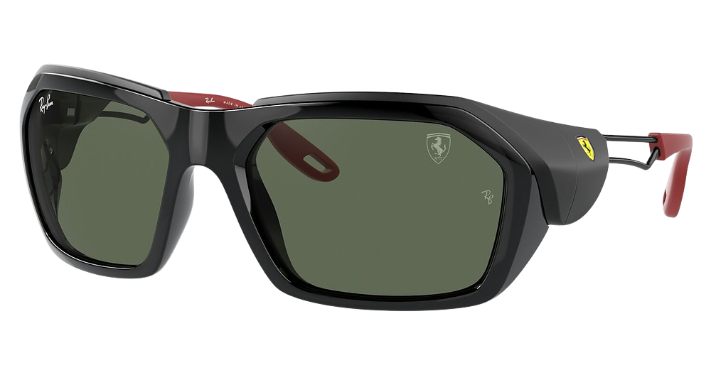 Ray-Ban RB4367M irregular sunglasses in Black/Dark Green