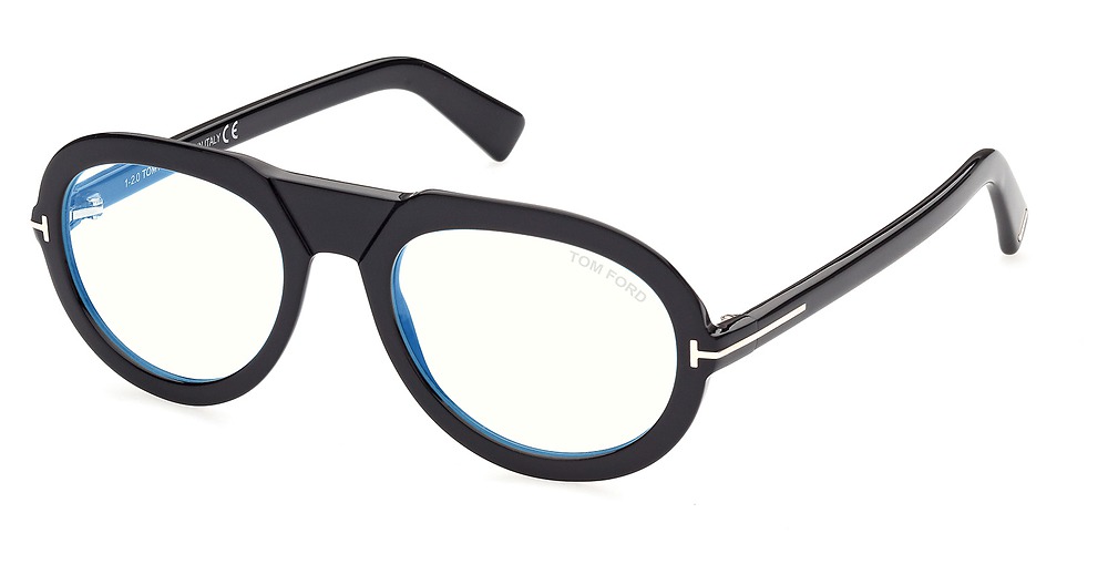 Tom Ford FT5756-B aviator eyeglasses in Shiny Black