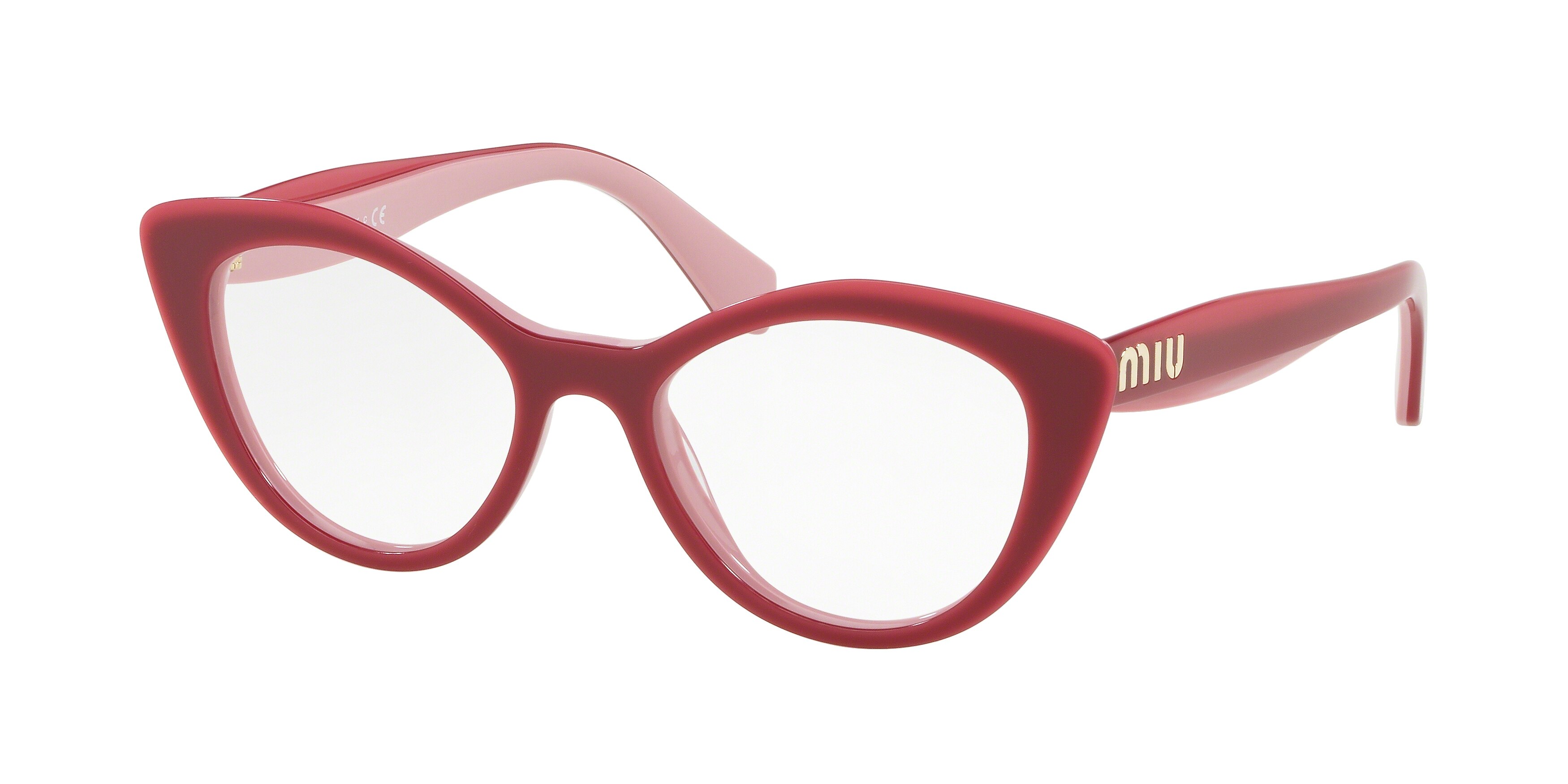 Miu Miu MU 01RV cateye eyeglasses in Alabaster Top Opal Pink