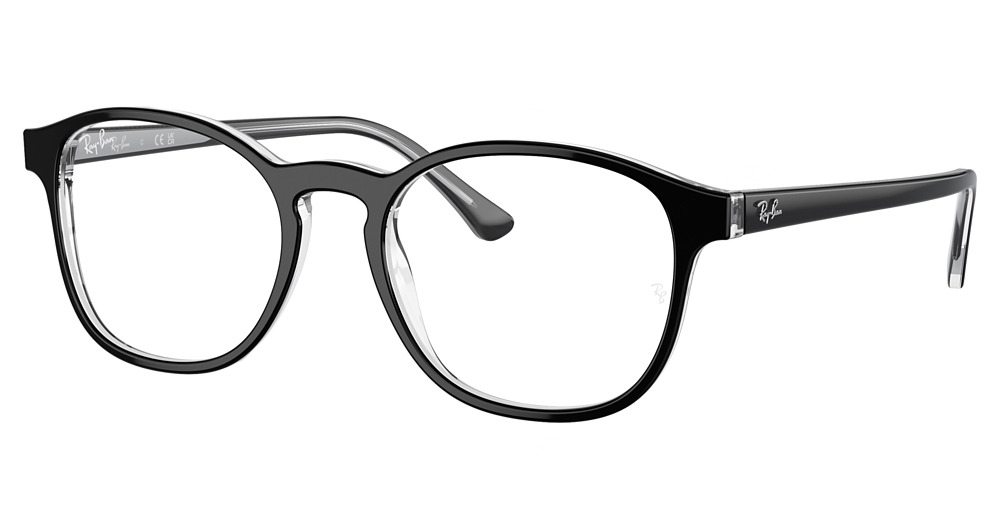 Ray-Ban RX5417F round eyeglasses in Black on Trasparent