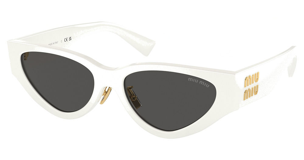 Miu Miu MU 03ZS cateye sunglasses in White/Dark Grey