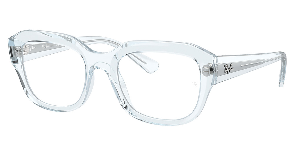 Ray-Ban RX7225 LEONID round eyeglasses in Transparent Light Blue