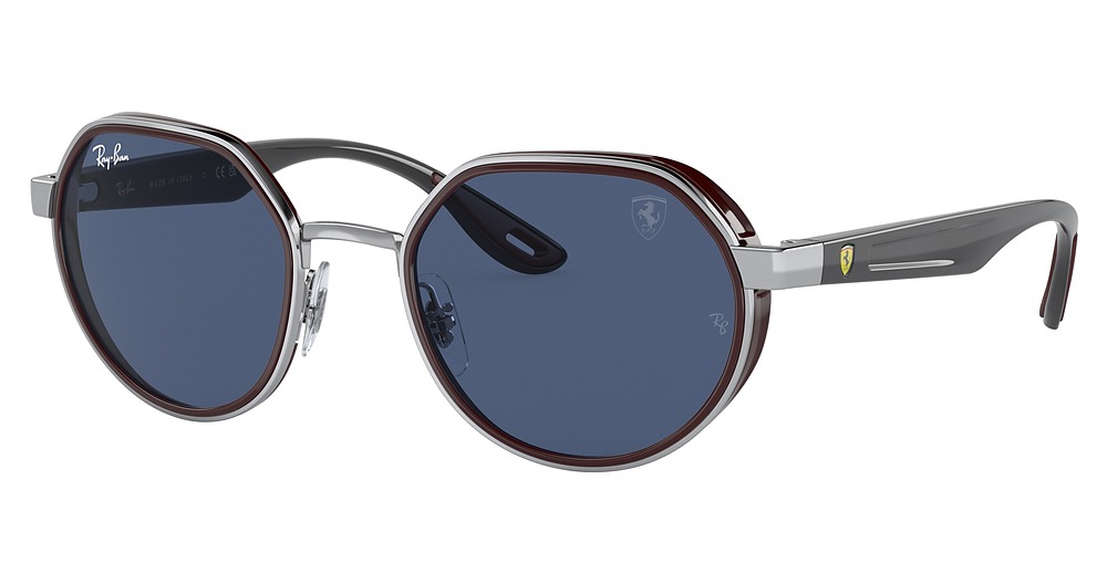Ray-Ban RB3703M round sunglasses in Silver/Dark Blue