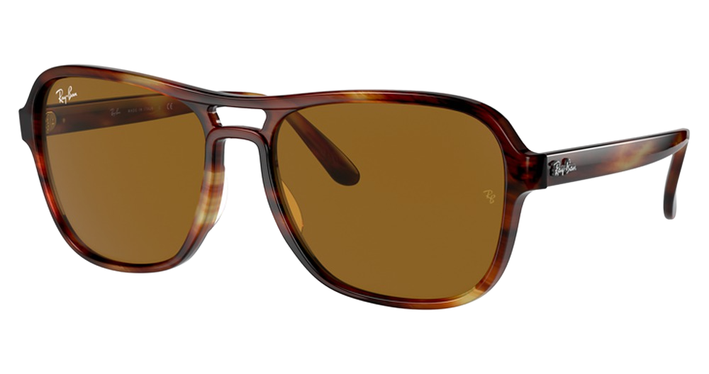 Ray-Ban RB4356 aviator sunglasses in Striped Havana/Brown