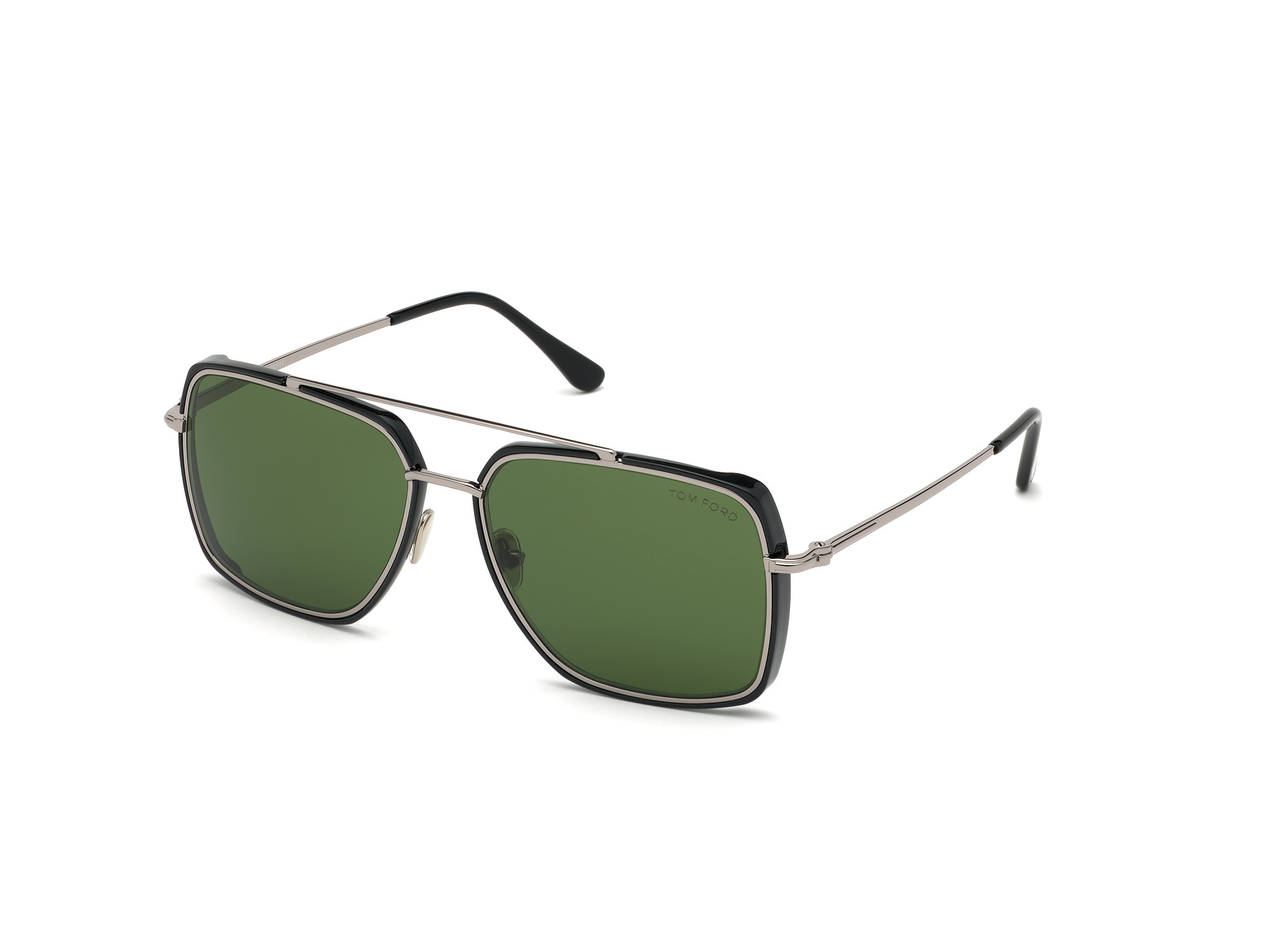 Shiny Light Ruthenium/ Shiny Black Temple Tips/ Green Lenses