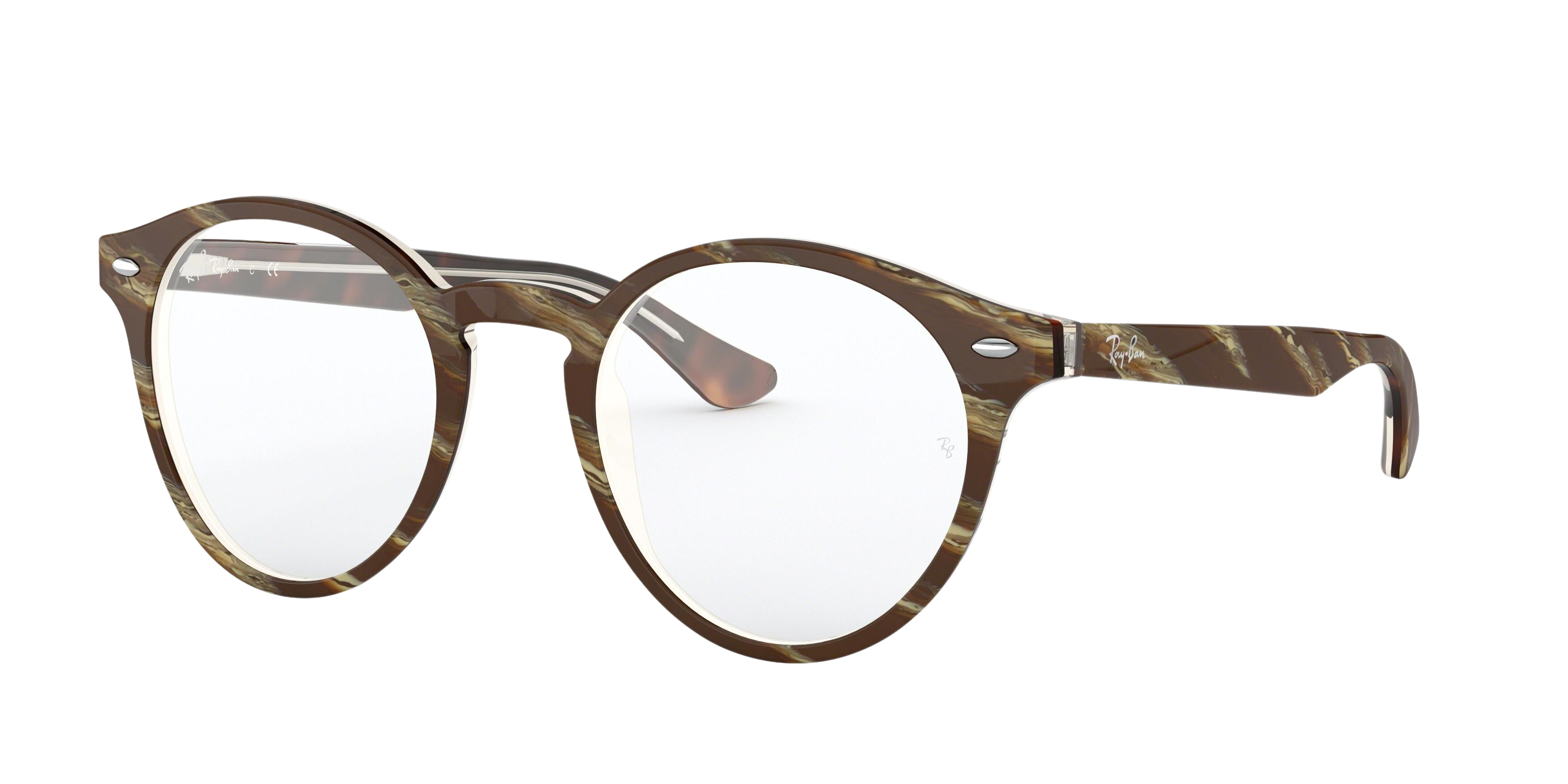 Ray-Ban RX5376 round eyeglasses in Top Brown/Red/Yellow
