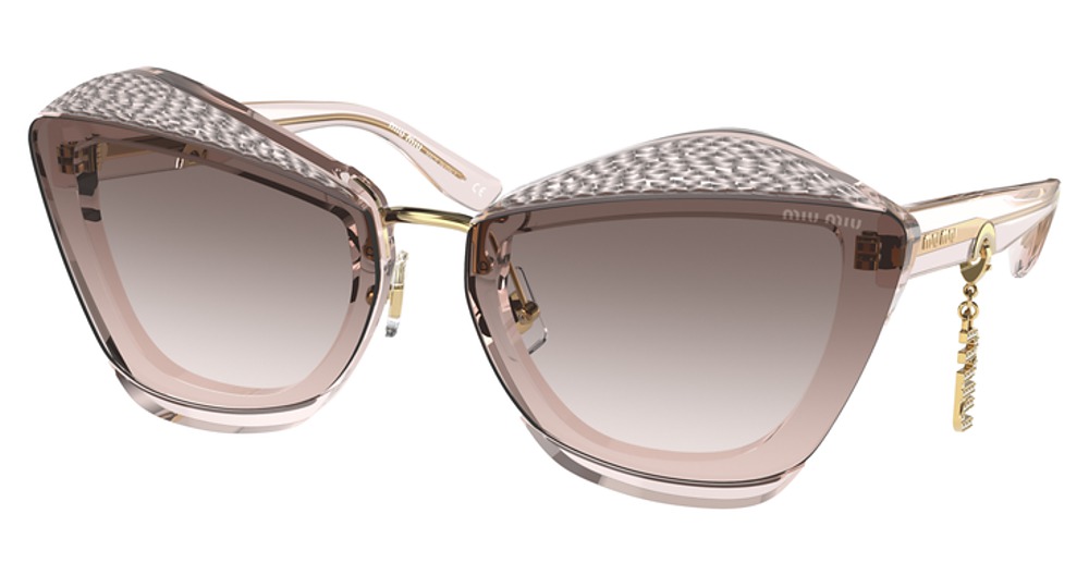 Miu Miu MU 01XS cateye sunglasses in Light Brown Transparent/Pink Gradient Grey