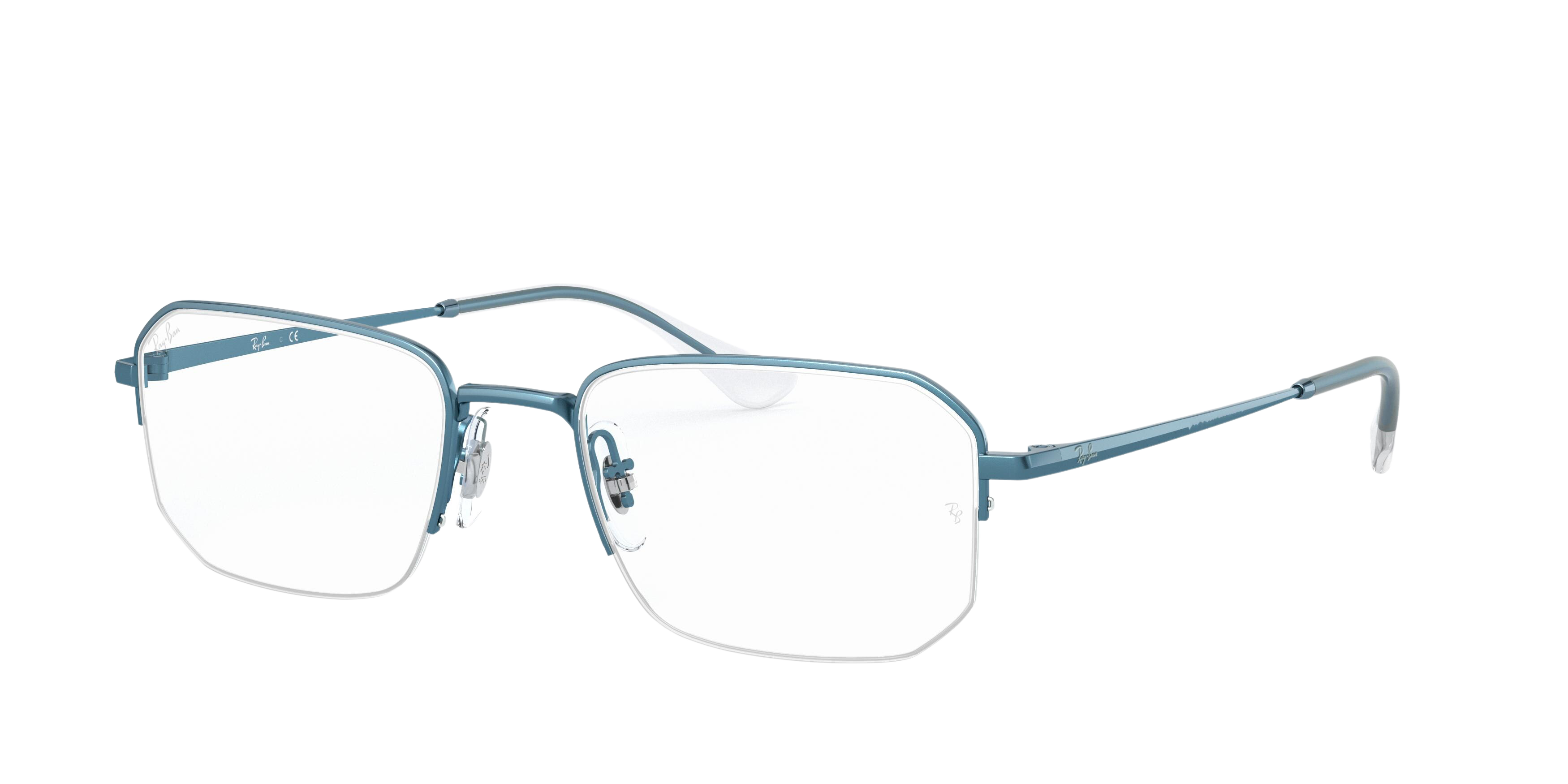 Ray-Ban RX6449 square eyeglasses in Sanding Trasparent Green