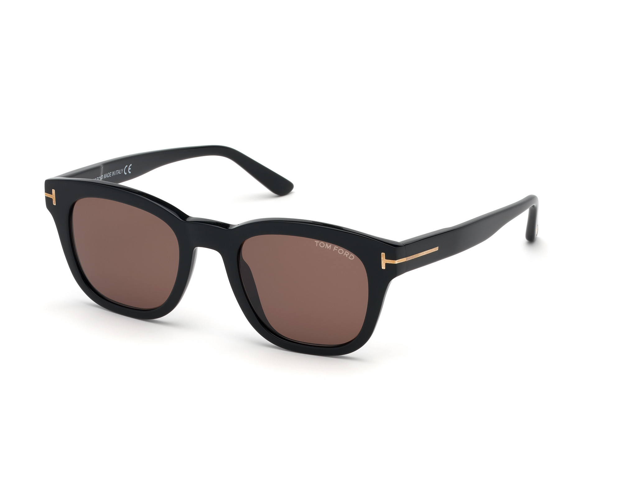 Tom Ford FT0676-F Eugenio square sunglasses in Shiny Black/Brown Lenses
