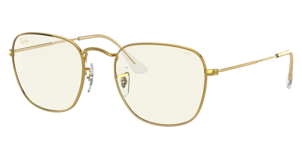 Ray-Ban RB3857 FRANK round sunglasses in Legend Gold/Photo Grey/Blue Light Filter