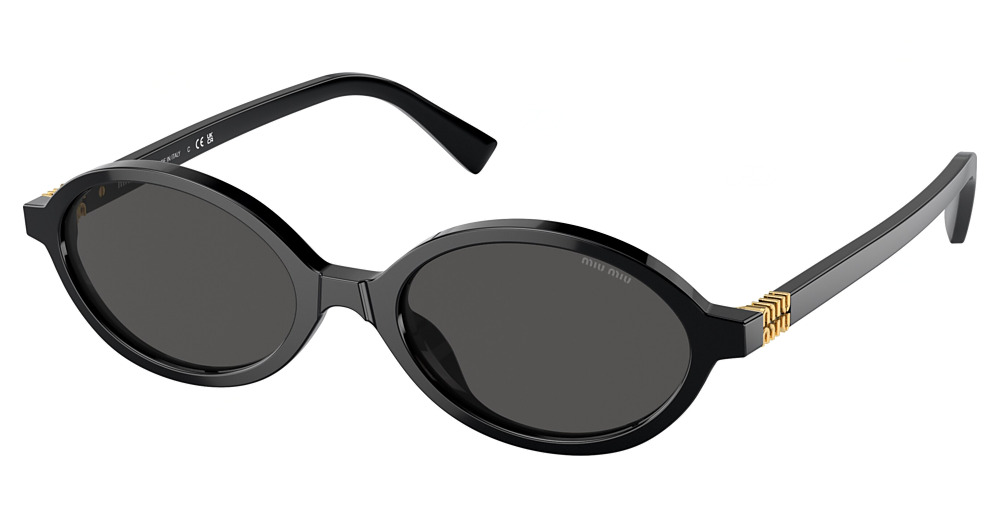 Miu Miu MU 04ZSF round sunglasses in Black/Dark Grey
