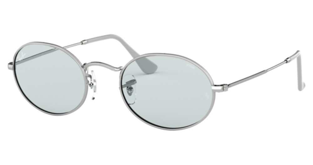 Ray-Ban RB3547 OVAL round sunglasses in Silver/Evolve Photo Grey To Violet