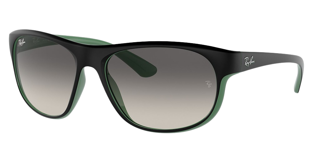 Ray-Ban RB4351 round sunglasses in Matte Black on Green/Grey Gradient Dark Grey