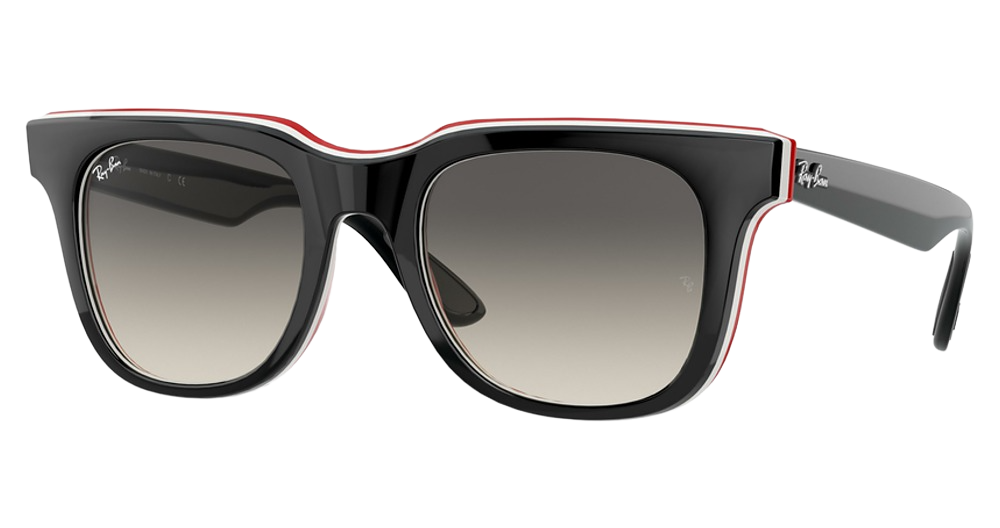 Ray-Ban RB4368 round sunglasses in Black White Red/Grey Gradient Dark Grey