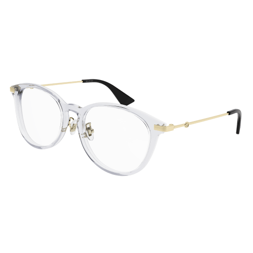 Gucci GG1014OA round eyeglasses in Grey Gold Transparent