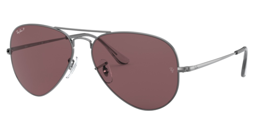 Ray-Ban RB3689 AVIATOR METAL II aviator sunglasses in Gunmetal/Purple