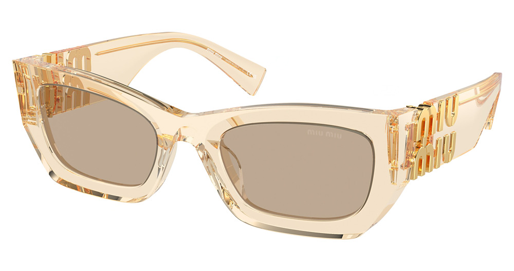 Miu Miu MU 09WS cateye sunglasses in Sand Transparent/Dark Brown