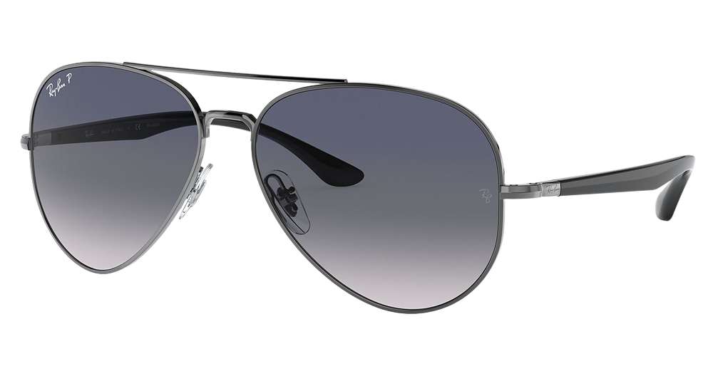 Ray-Ban RB3675 aviator sunglasses in Gunmetal/Blue Gradient Blue Polarized