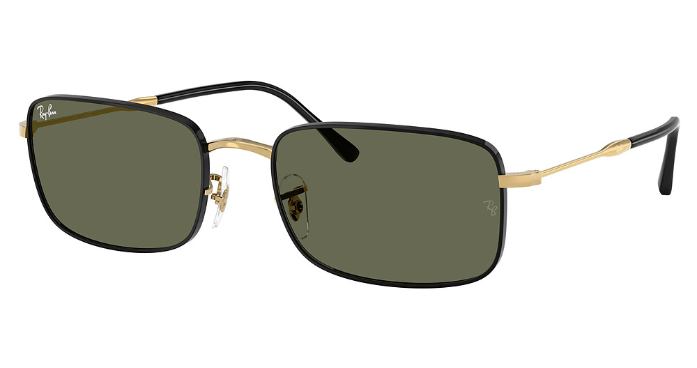 Ray-Ban RB3746 rectangle sunglasses in Black on Arista/Green Polarized
