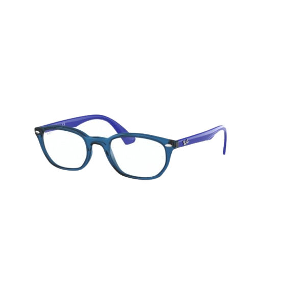 Ray-Ban RY1599 round eyeglasses in Shiny Transparent Blue