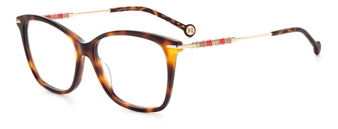 Carolina Herrera CH-0042 square eyeglasses in Havana