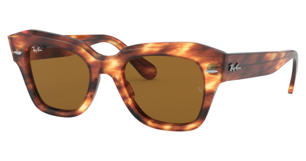 Ray-Ban RB2186 STATE STREET cateye sunglasses in Striped Havana/B 15 Brown