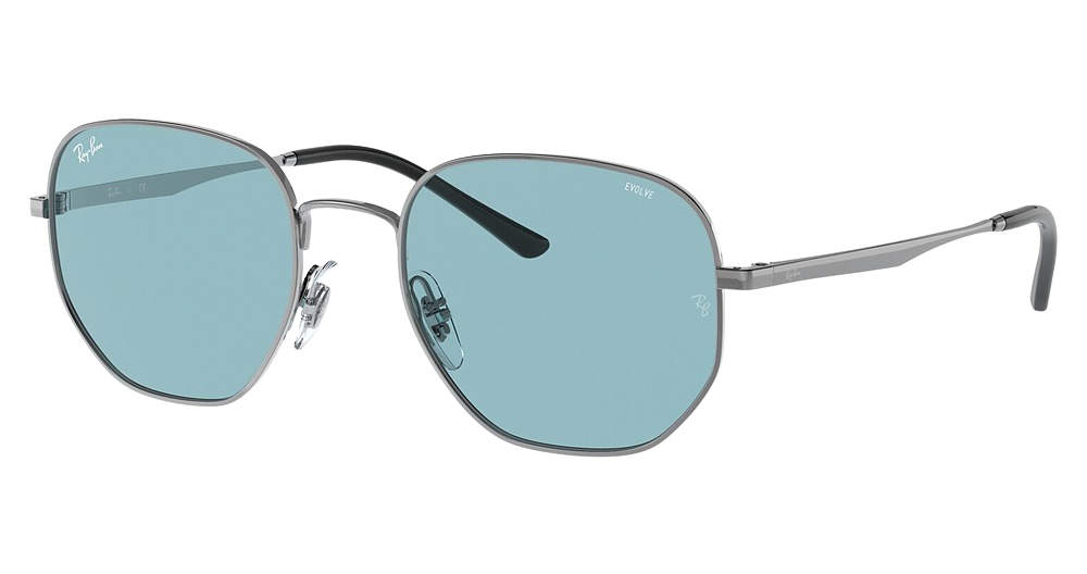 Ray-Ban RB3682F round sunglasses in Gunmetal/Evolve Photo Blue To Violet