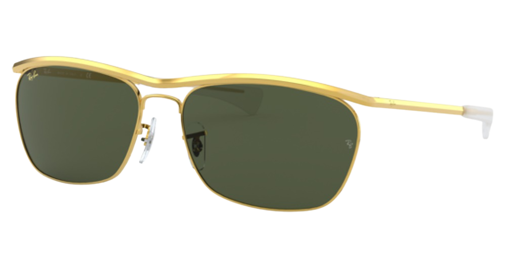 Ray-Ban RB3619 OLYMPIAN II DELUXE round sunglasses in Legend Gold/G 15 Green