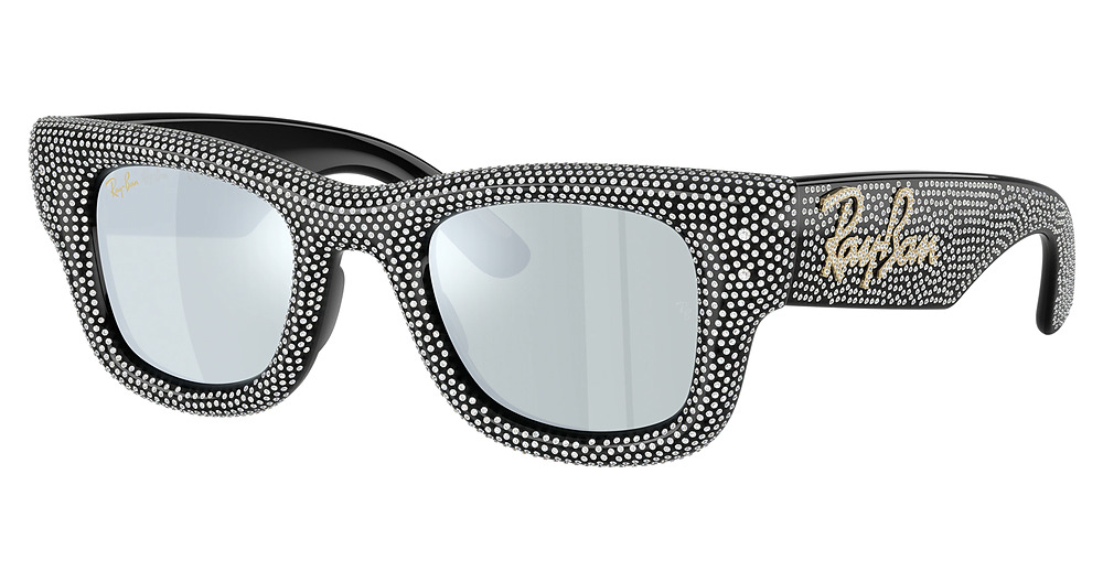 Ray-Ban RB4940BP WAYFARER PUFFER square sunglasses in Black/Green Mirror Silver Plan