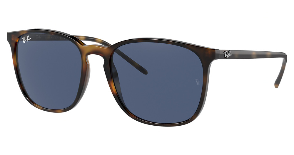Ray-Ban RB4387 round sunglasses in Havana/Dark Blue
