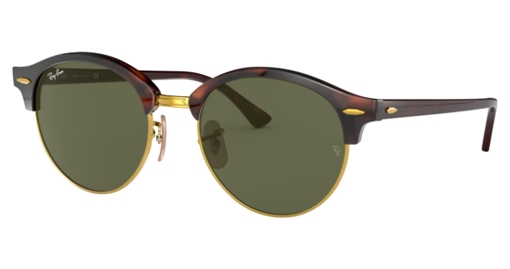 Ray-Ban RB4246 CLUBROUND round sunglasses in Red Havana/G 15 Green