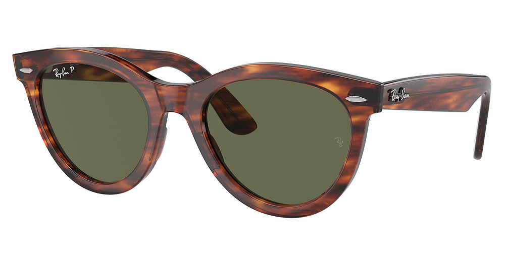 Ray-Ban RB2241F WAYFARER WAY sunglasses in Striped Havana/Green Polarized