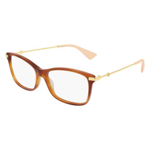 Gucci GG0513O rectangle eyeglasses in Havana Gold Transparent